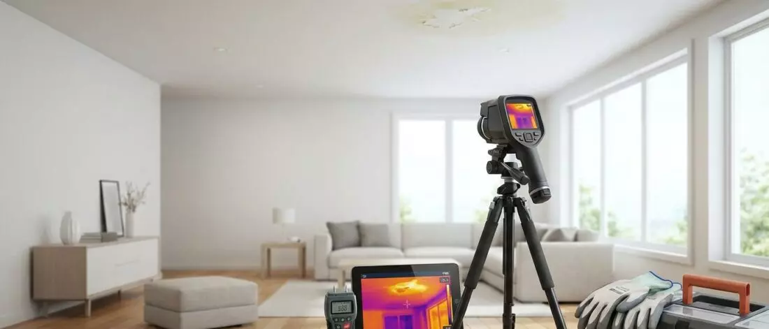 Zie je een vochtplek aan het plafond. Wat is plafond lekkage en waarom veilig beoordelen telt