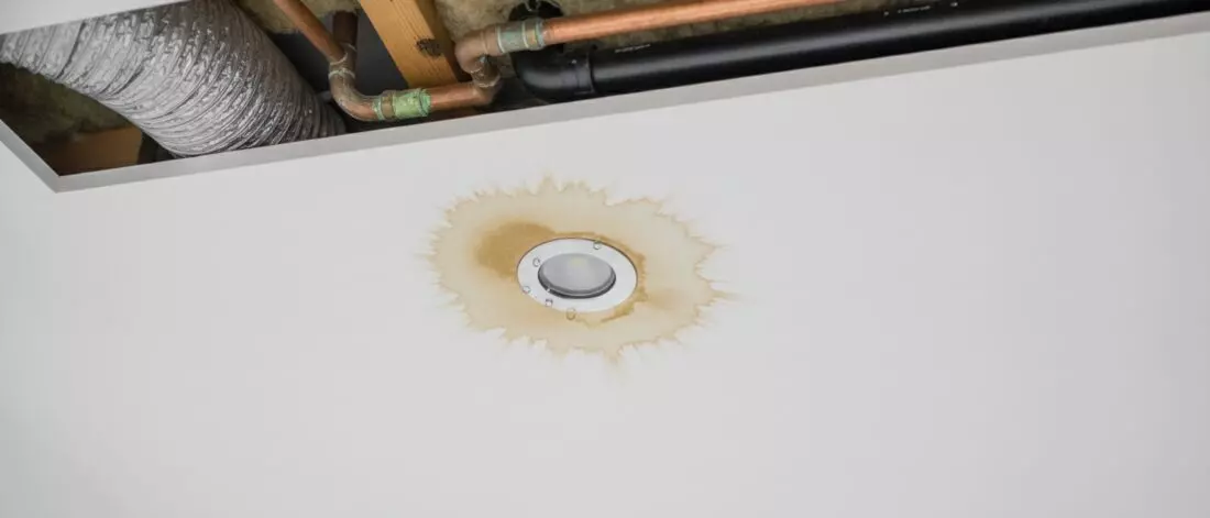Hoe spoor je een plafondlekkage op bij een bruine kring rond een plafondspot? Hoe spoor je een plafondlekkage op bij een bruine kring rond een plafondspot