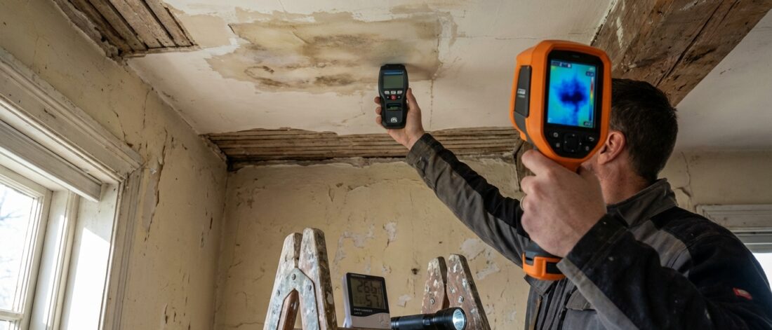 Hoe controleer je een oud plafond op actief lek of restvocht na herstel is jouw vraag.