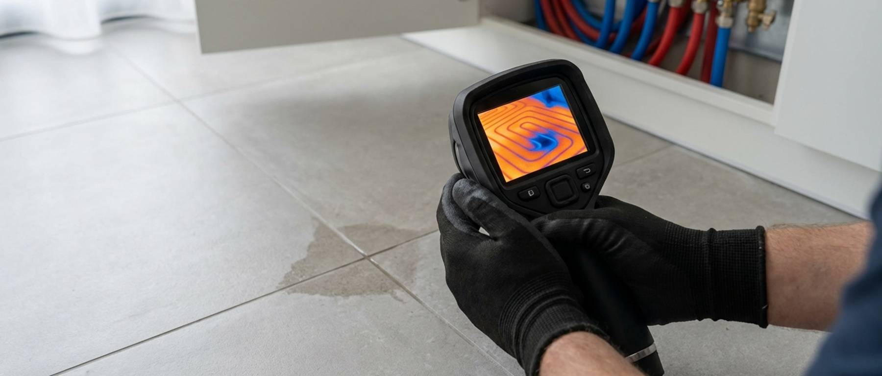 Plafond lekkage door vloerverwarming boven opsporen