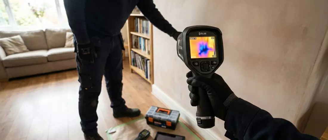 Vochtige plekken zonder hakken vinden met infraroodcamera’s.​