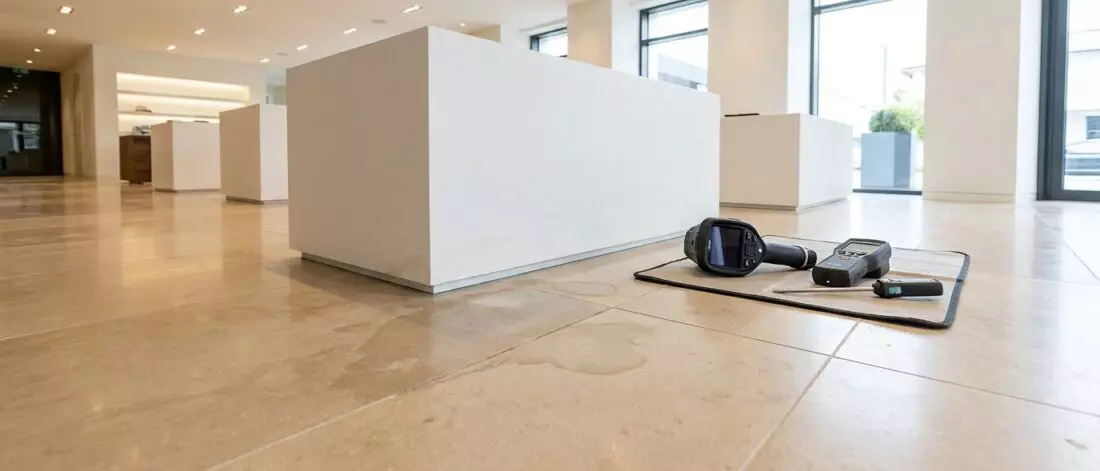 Wat is een showroomlekkage in een natuurstenen vloer met vloerverwarming